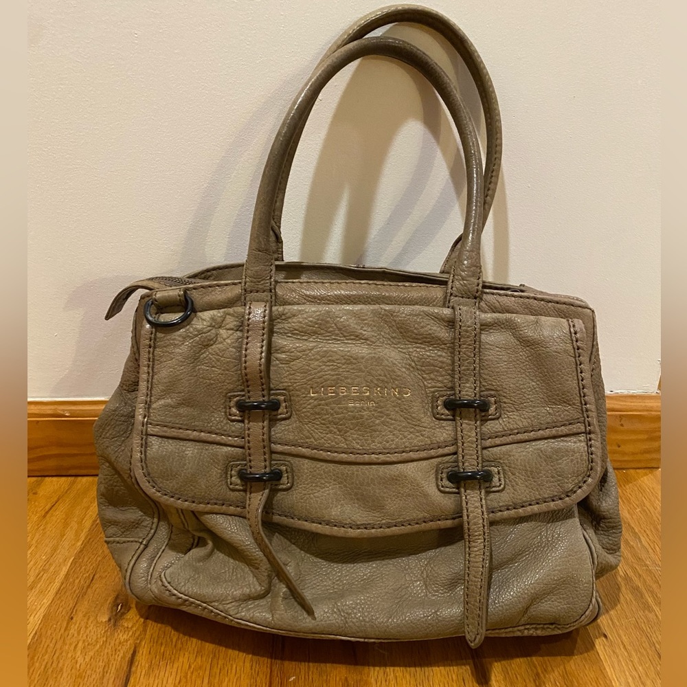 Liebeskind Berlin Leather Gold Metallic Crossbody Handbag Tote Satchel